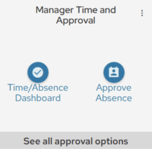 Screenshot of the Manager Time and Approval tile from MyUW